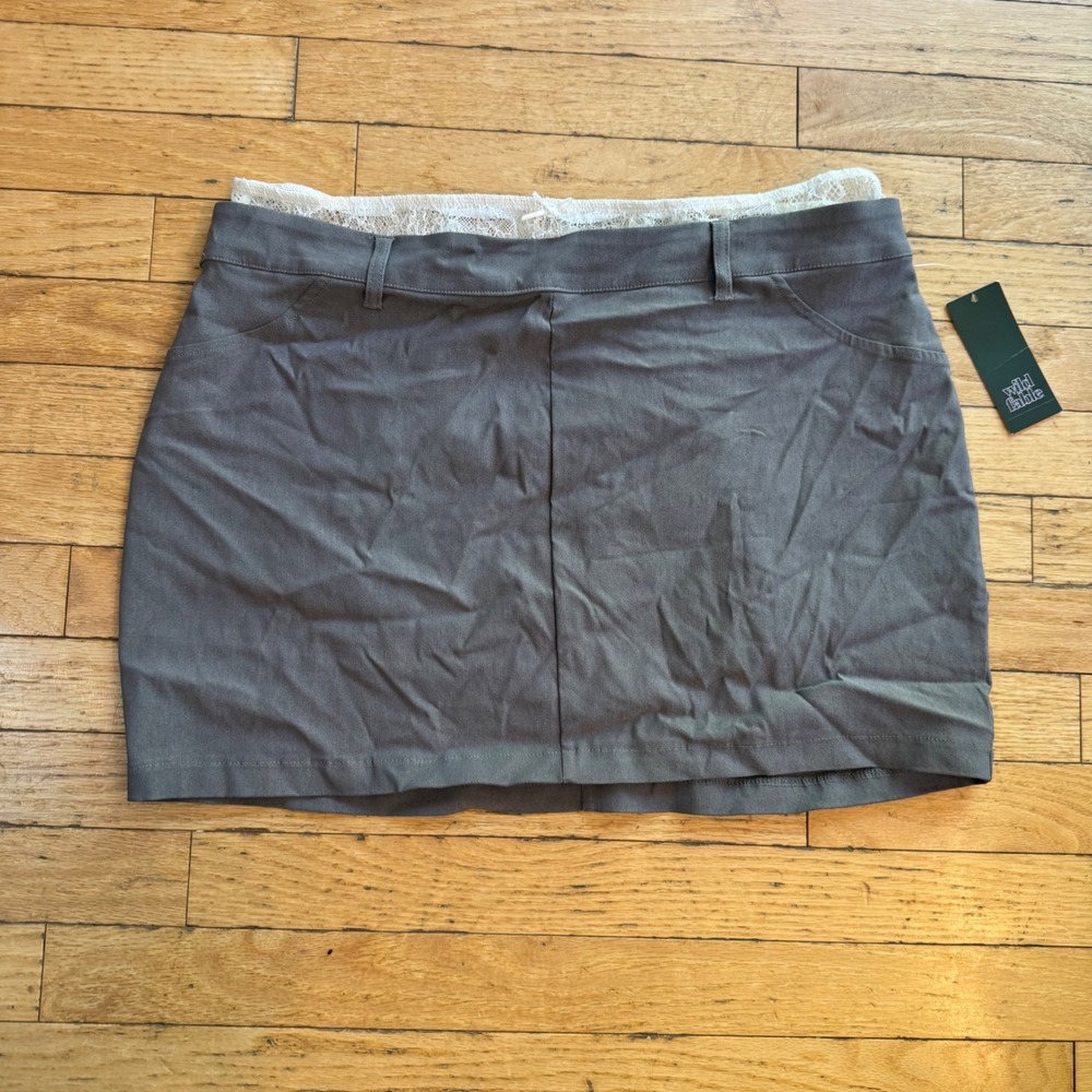 Wild Fable Gray Lace‎ Trim Mini Skirt Size L NWT Low Rise Aesthetic